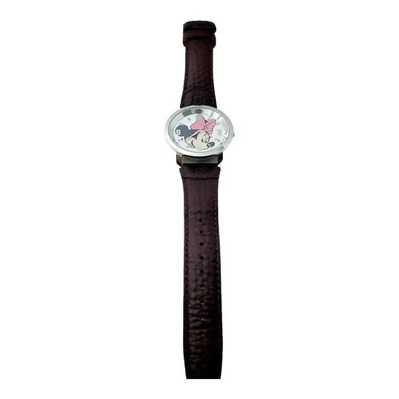 Vintage Disney's Minnie Mouse Leather Band Watch New Battery - Picture 3 of 7